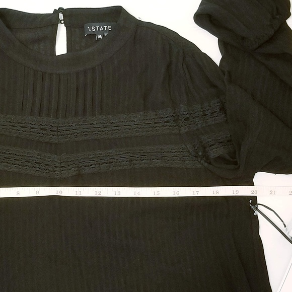 1. State Black Embroidered Yoke Top Long Sleeves - Picture 6 of 7